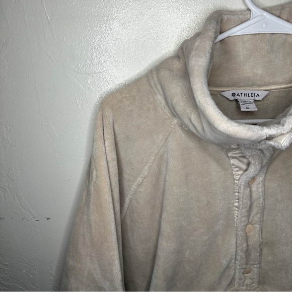 Athleta Recover Cozy Snap Front Sweatshirt Chantilly Cream Size XL TG Soft Warm - Picture 5 of 15